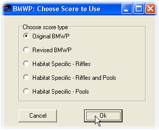 BMWP score choise